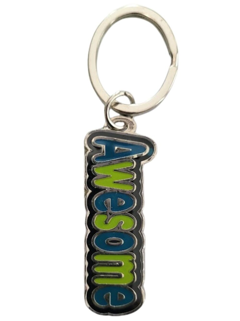 SWIBCO NW0T Blue & Green Galaxy Keychain Silver Metal AWESOME